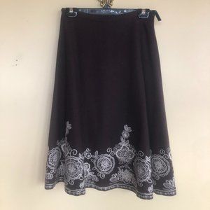 Embroidered wool midi skirt